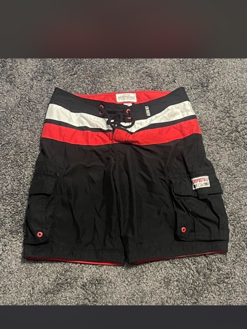 Vintage Aéropostale Black & Red Men's Board Shorts